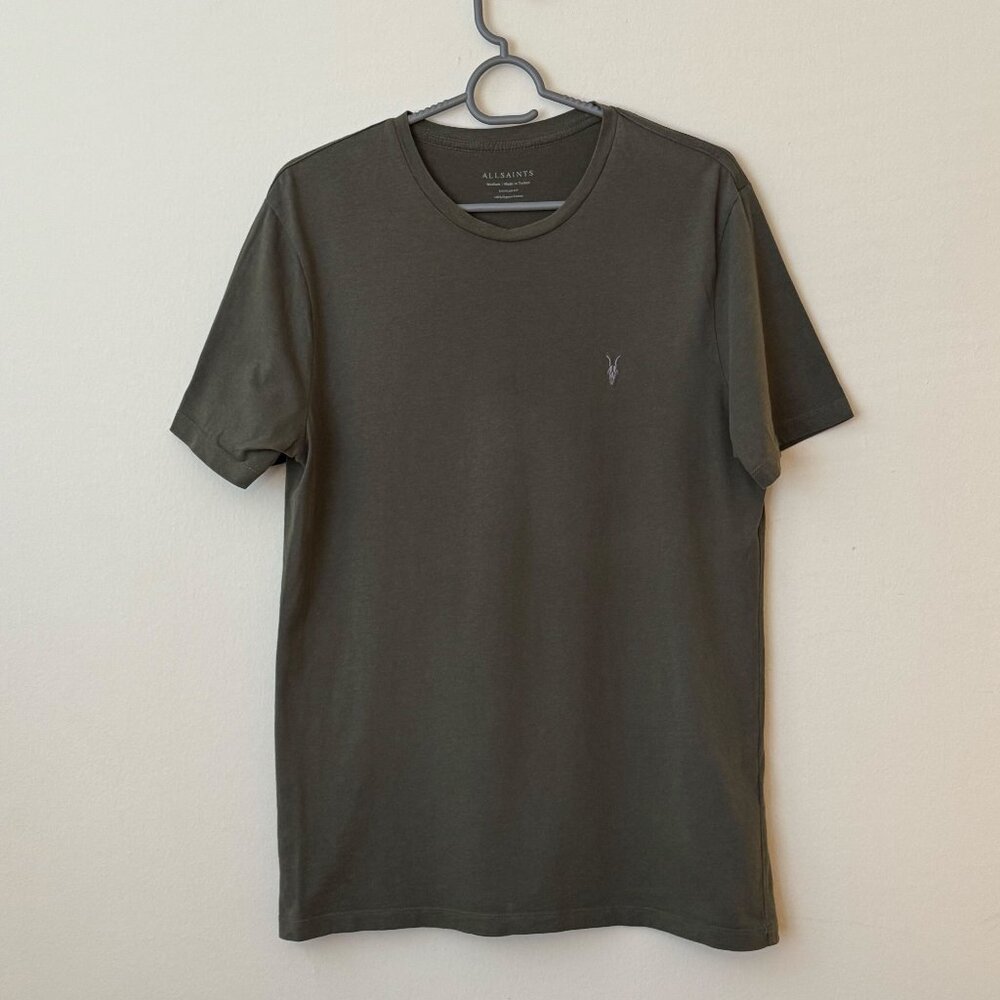 Allsaints Brushed Cotton T-shirt Olive Green Sz M